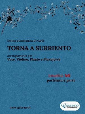 cover image of Torna a Surriento--Voce, Violino, Flauto e Pianoforte (partitura e parti)